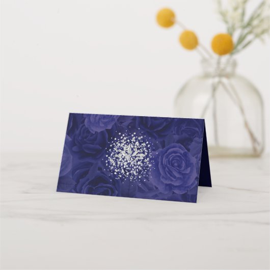 Royal Blue Rose Tapestry und ein Splash of Silver Platzkarte (Rückseite)