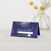 Royal Blue Rose Tapestry und ein Splash of Silver Platzkarte (Vorderseite)