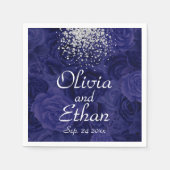 Royal Blue Rose und ein Splash of Silver Glitzer Serviette (Vorderseite)