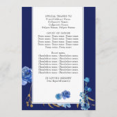 Royal Blue Rose und Elegante Gold Leaf Quinceanera Programm (Rückseite)