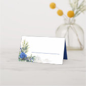 Royal Blue Rose und Eucalyptus-Blätter Platzkarte (Vorderseite)