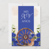 Royal Blue Rose Vintag Charro Western Quinceanera Einladung (Rückseite)