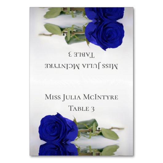 Royal Blue Rose Wedding DIY Fold Platzkarte Tischnummer (Vorderseite)