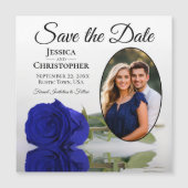Royal Blue Rose Wedding Save the Date Foto Magnet (Vorderseite)