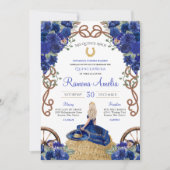 Royal Blue Rose Western Charra Quinceañera Einladung (Vorderseite)