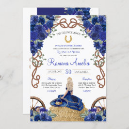 Royal Blue Rose Western Charra Quinceañera Einladung