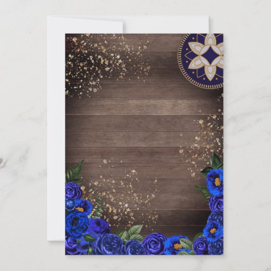 Royal Blue Rose Western Charro Quinceanera Dress Einladung (Rückseite)