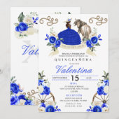 Royal Blue Rose Western Fiesta Quinceañera Einladung (Vorne/Hinten)