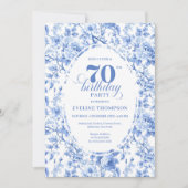Royal Blue Roses 70th Birthday Invitation Einladung (Vorderseite)