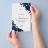Royal Blue Roses Floral Flowers Menu Sheet  Flyer (Handgriff)