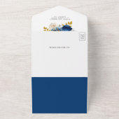 Royal Blue Roses Floral QR Code Wedding All In One Einladung (Außenbereich)