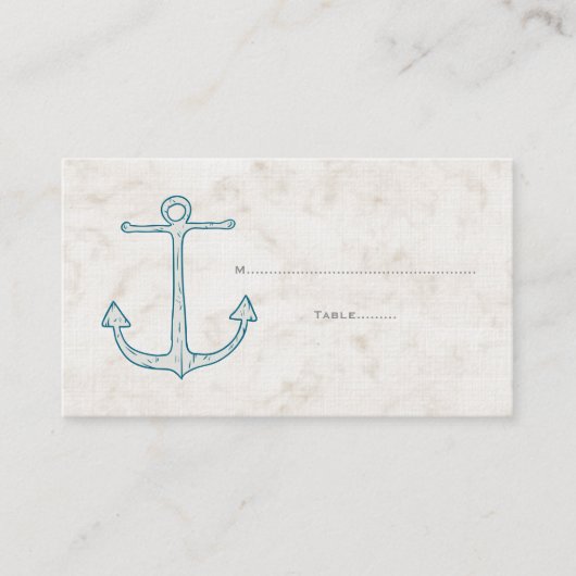 Royal Blue Rustic Anchor Hochzeiten Platzkarten (Vorderseite)