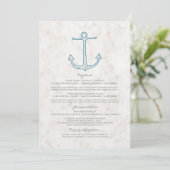 Royal Blue Rustic Anchor Hochzeitsinformationen Einladung (Stehend Vorderseite)