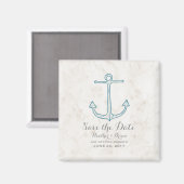 Royal Blue Rustic Anchor Save the Date Magnet (Vorderseite/Rückseite)
