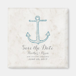 Royal Blue Rustic Anchor Save the Date Magnet