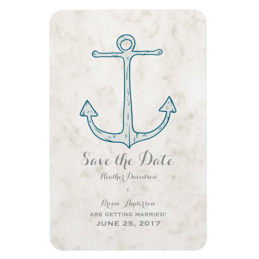 Royal Blue Rustic Anchor Save the Date Magnet (Vertikal)