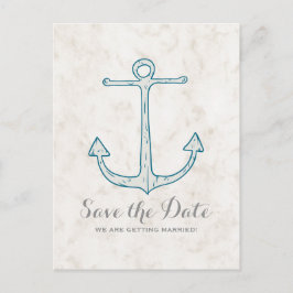 Royal Blue Rustic Anchor Save the Date Postcard Ankündigungspostkarte
