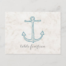 Royal Blue Rustic Anchor Tischnummer Postcard