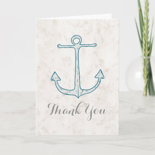 Royal Blue Rustic Anchor Wedding Dankeschön Card Dankeskarte (Vorderseite)