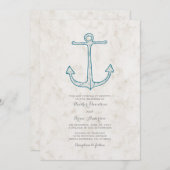 Royal Blue Rustic Anchor Wedding Einladung (Vorne/Hinten)