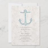 Royal Blue Rustic Anchor Wedding Einladung (Vorderseite)