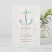Royal Blue Rustic Anchor Wedding Einladung (Stehend Vorderseite)