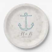 Royal Blue Rustic Anchor Wedding Pappteller (Vorderseite)
