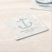 Royal Blue Rustic Anchor Wedding Rechteckiger Pappuntersetzer (angewinkelt)