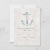 Royal Blue Rustic Anchor Wedding RSVP Card (Vorderseite)