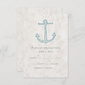 Royal Blue Rustic Anchor Wedding RSVP Card (Vorne/Hinten)