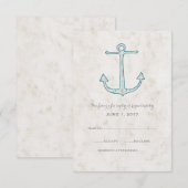 Royal Blue Rustic Anchor Wedding RSVP Card Karte (Vorne/Hinten)