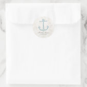 Royal Blue Rustic Anchor Wedding Runder Aufkleber (Tasche)
