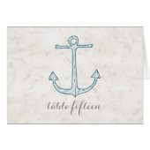 Royal Blue Rustic Anchor Wedding Tischnummer (Vorderseite (Horizontal))