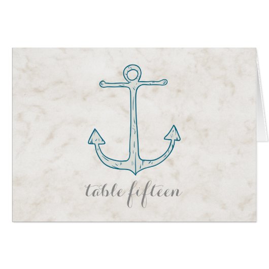 Royal Blue Rustic Anchor Wedding Tischnummer (Vorderseite (Horizontal))