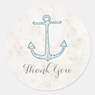 Royal Blue Rustic Anchor Wedding Vielen Dank Runder Aufkleber