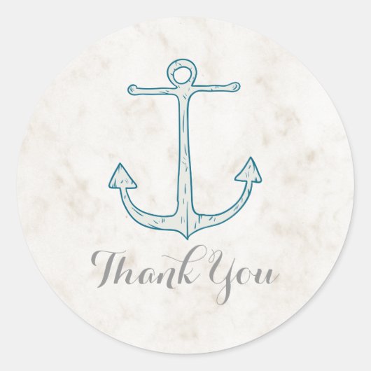 Royal Blue Rustic Anchor Wedding Vielen Dank Runder Aufkleber (Vorderseite)