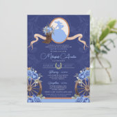 Royal Blue Rustic Baroque Charro Quinceanera Einladung (Stehend Vorderseite)