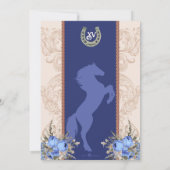 Royal Blue Rustic Baroque Charro Quinceanera Einladung (Rückseite)