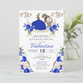 Royal Blue Rustic Charro Western Quinceañera Einladung (Stehend Vorderseite)