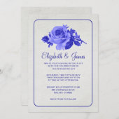 Royal Blue Rustic Floral/Blume Einladung zur Hochz (Vorne/Hinten)