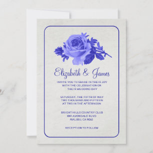 Royal Blue Rustic Floral/Blume Einladung zur Hochz