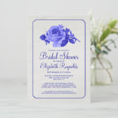 Royal Blue Rustic Floral Bridal Dusche Einladungen (Stehend Vorderseite)