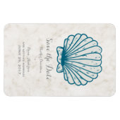 Royal Blue Rustic Seashell Save the Date Magnet (Horizontal)