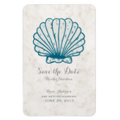 Royal Blue Rustic Seashell Save the Date Magnet (Vertikal)