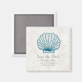 Royal Blue Rustic Seashell Save the Date Magnet (Vorderseite/Rückseite)