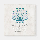 Royal Blue Rustic Seashell Save the Date Magnet (Vorne)