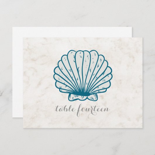 Royal Blue Rustic Seashell Tischnummer Postcard (Vorne/Hinten)