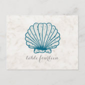 Royal Blue Rustic Seashell Tischnummer Postcard (Vorderseite)