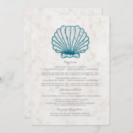 Royal Blue Rustic Seashell Wedding Information Einladung