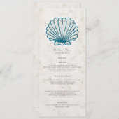 Royal Blue Rustic Seashell Wedding Menu Menükarte (Vorne/Hinten)